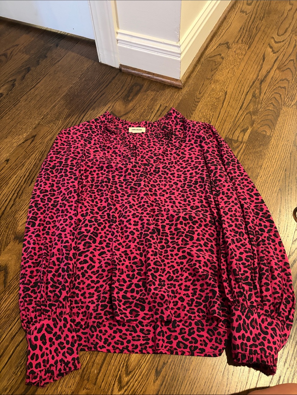 Zadig & Voltaire Pink and Black Leopard Print Blouse